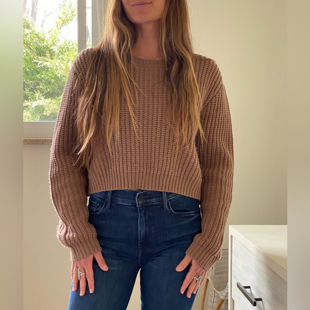 Knit Cropped Sweater in Light Brown / Taupe by Full Tilt✨
